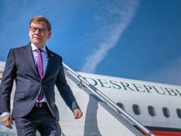 German foreign minister near aircraft