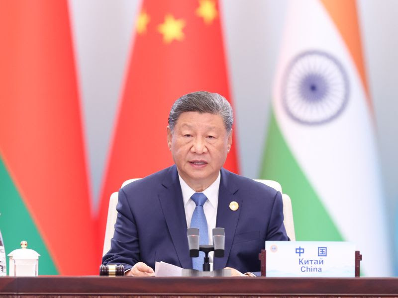 Xi Jinping at SCO summit proposing Global Governance Initiative