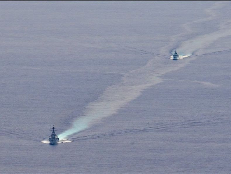 Warships transiting the Taiwan Strait