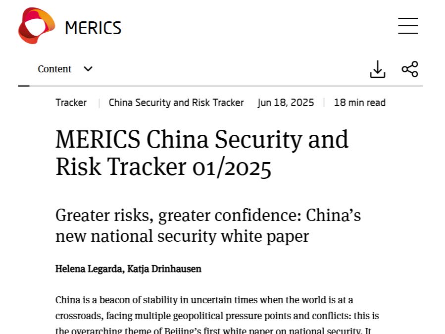 MERICS China Security and Risk Tracker 2025