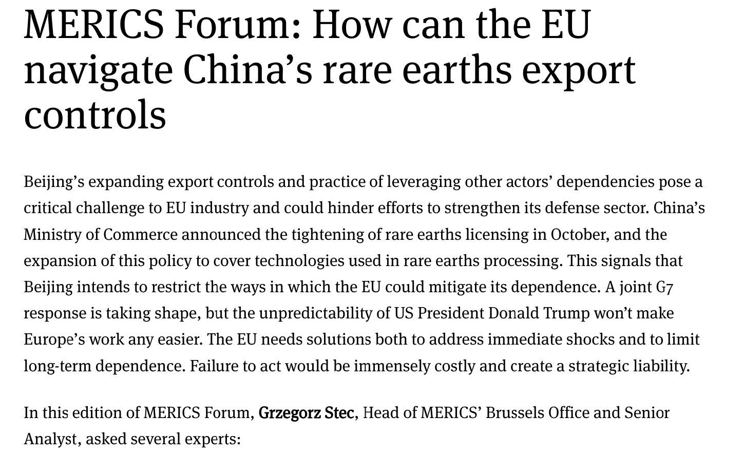 MERICS Forum report cover