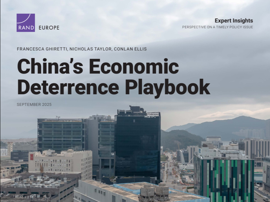 RAND report cover on China’s Economic Deterrence Playbook