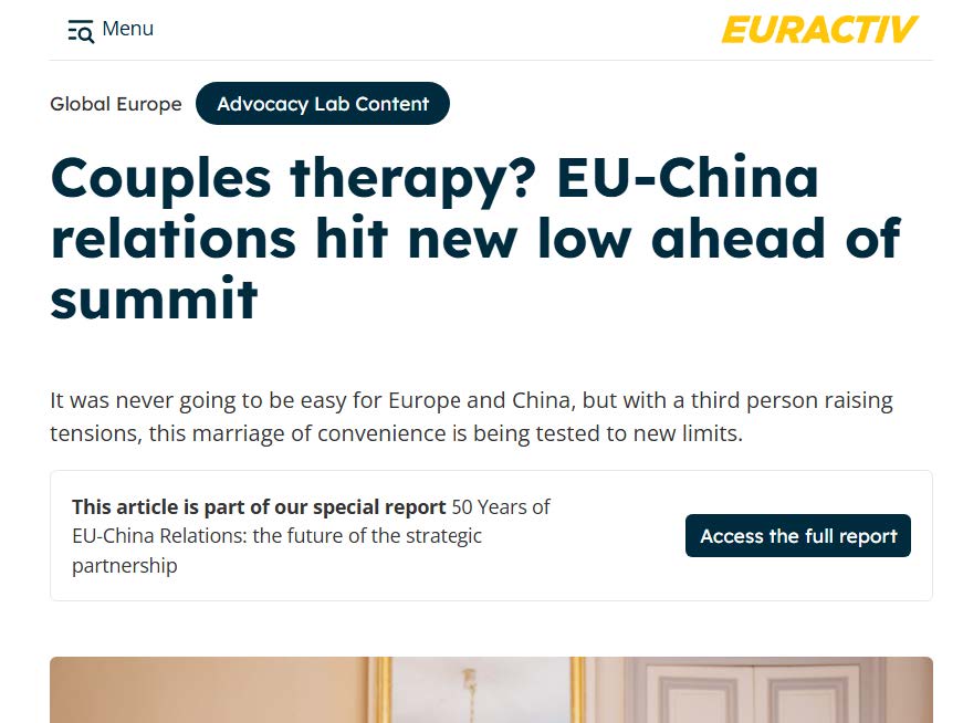 EU–China relations hit new low ahead of summit