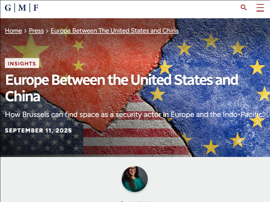 GMF article screenshot: Europe Between the United States and China