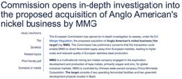EU investigation into Anglo American nickel business