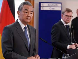 Chinese Foreign Minister Wang Yi at EU meeting
