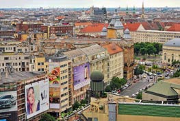 Hungarian city view with ads