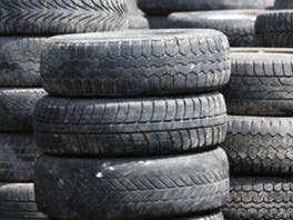 Stacked car tyres