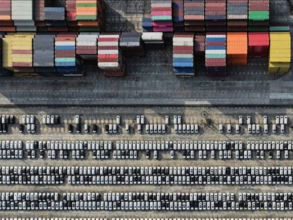 Shipping containers in port